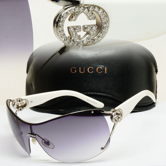 Gucci Sunglasses 2006 Vintage Shield Wrap Grey White GG 2808/S 010KJ 070325