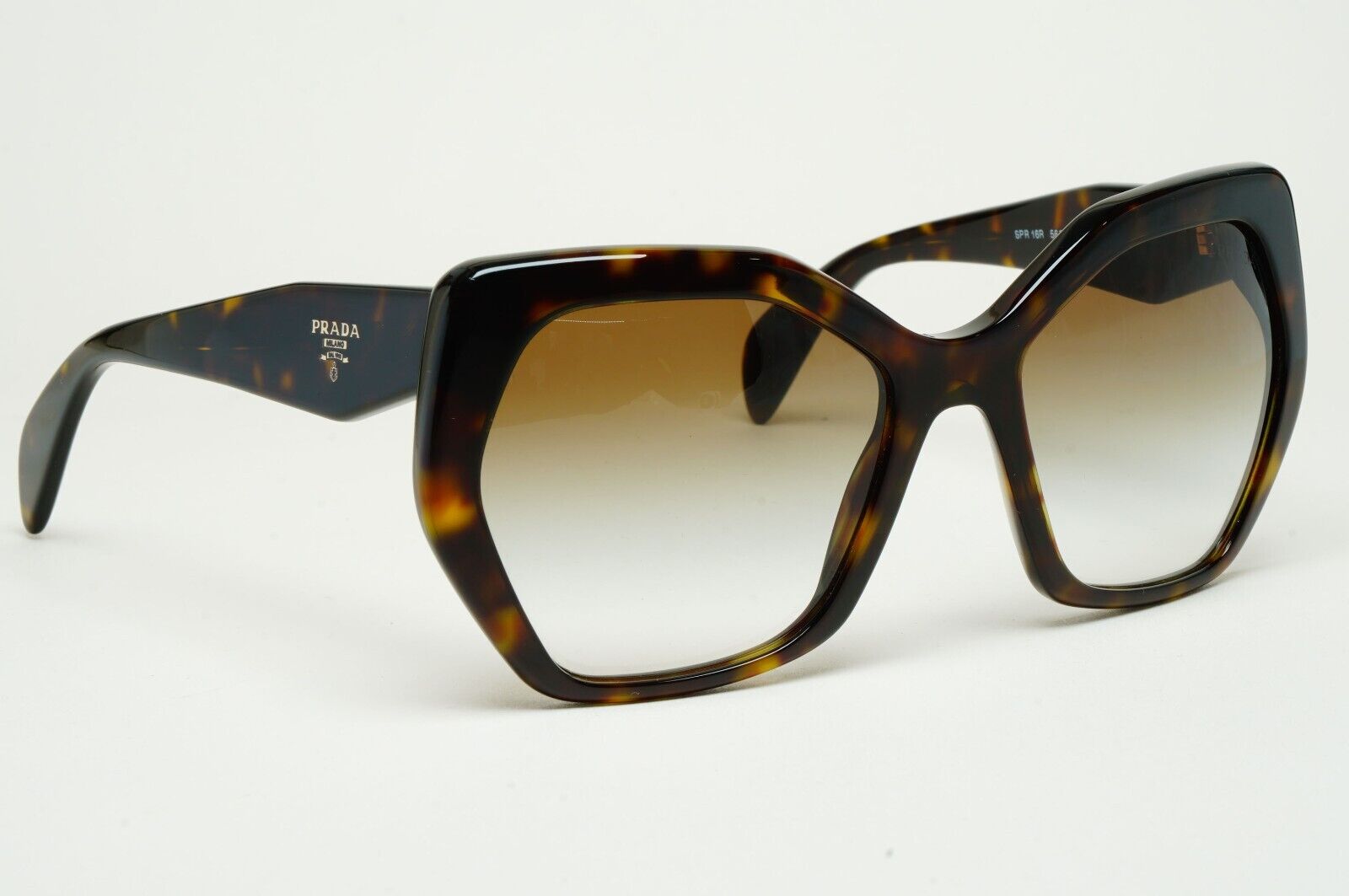 Prada Sunglasses Hexagonal Brown Tortoise Square PR16RS SPR 16R 2AU-4M0 56mm