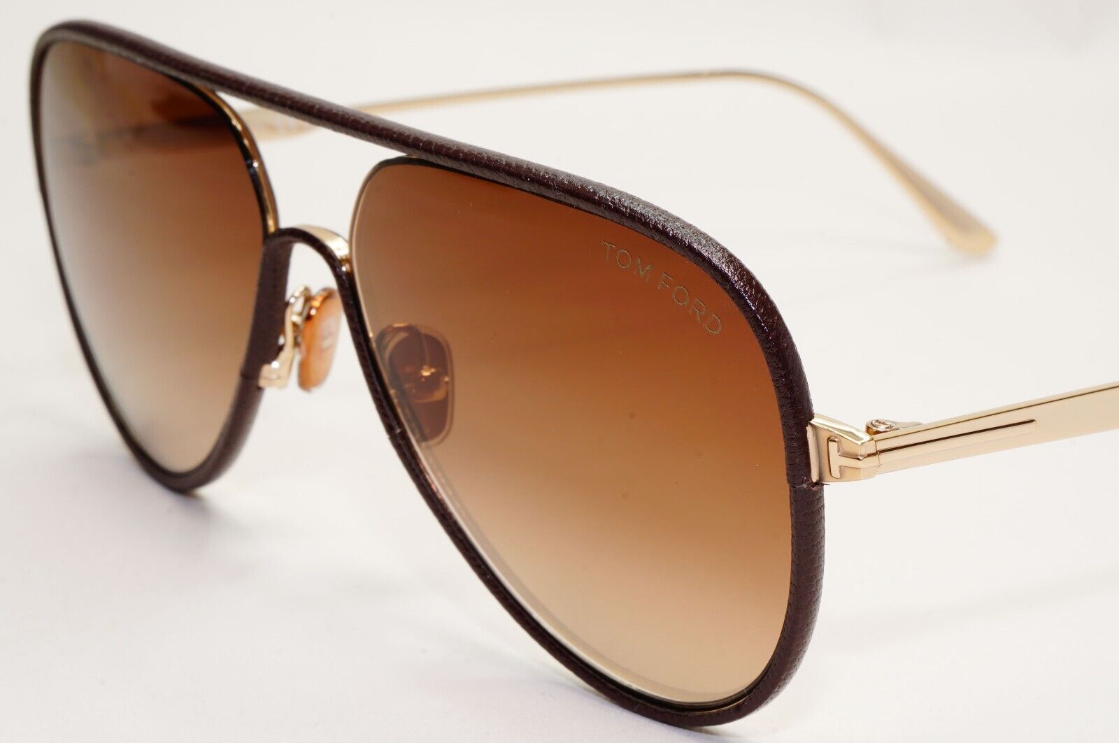 Tom Ford Sunglasses Jessie-02 24K Gold Plated Leather Pilot Brown FT1016 32G