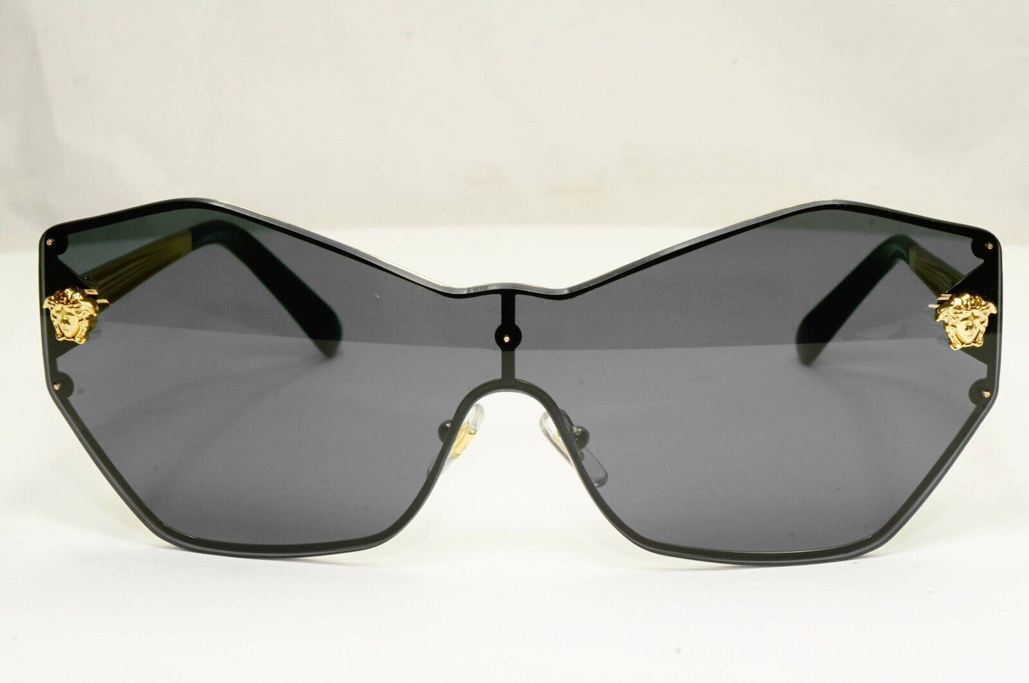 Versace Sunglasses Black Gold Medusa Shield Visor Angular MOD VE 2182 1002/87