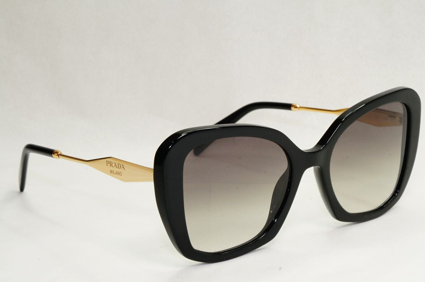 Prada Sunglasses Black Gold Square Grey Gradient Milano PR03YS SPR 03Y 1AB-0A7