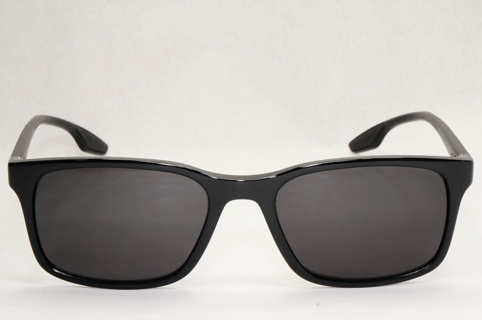 Prada Sunglasses Black Glossy Square Red Stripe PS01LV VPS 01L 1AB-1O1 52mm
