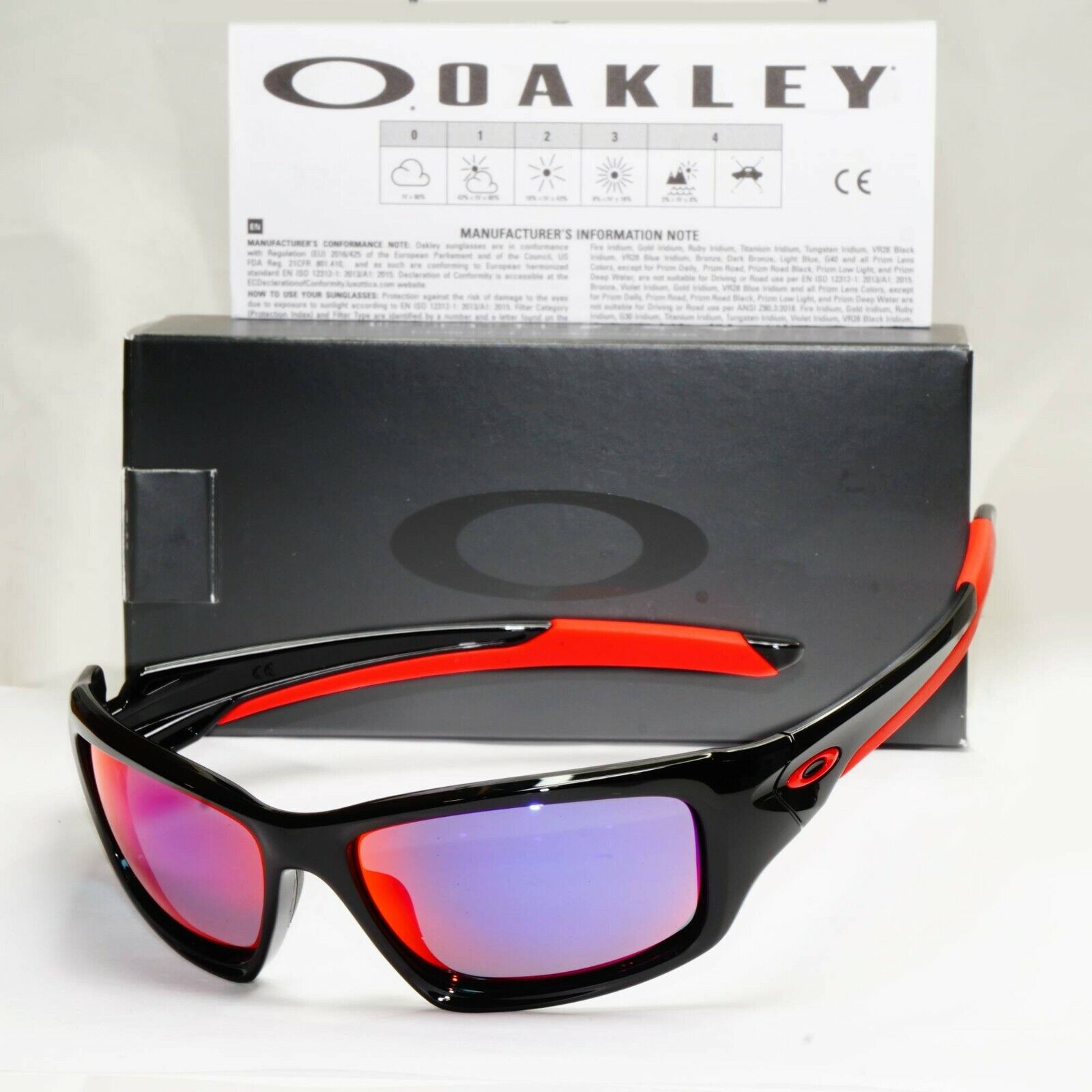 Authentic Oakley Mens Valve Sunglasses Black Red Iridium Mirror OO 9236-02