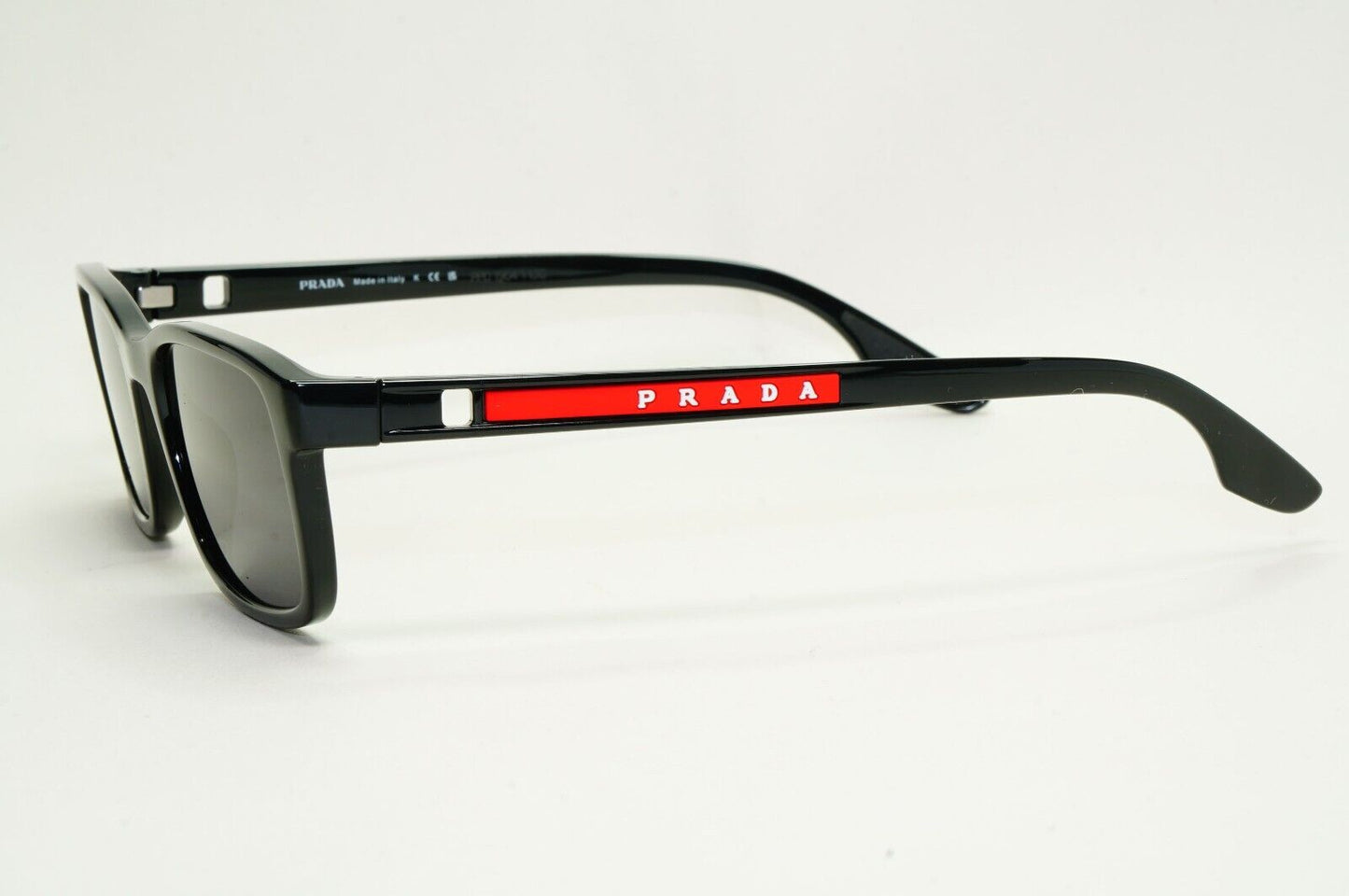 Prada Sunglasses Black Glossy Square Red Linea Rossa PS09OV VPS 09O 1AB-1O1 53mm