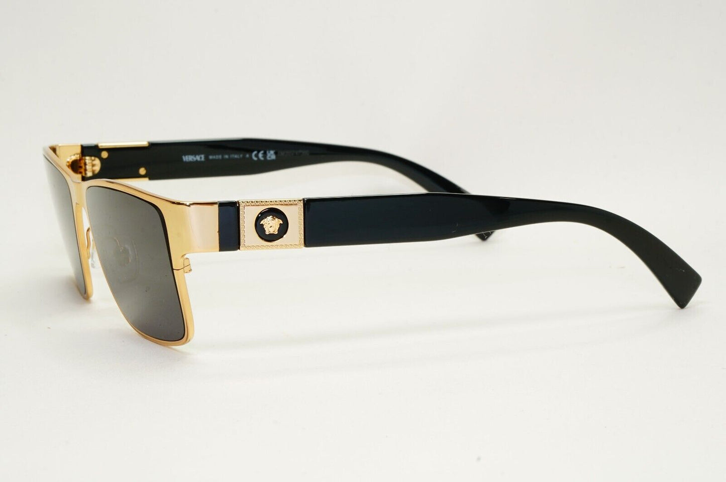 Versace Sunglasses Gold Black Glossy Square Medusa MOD VE 1274 1002 55mm
