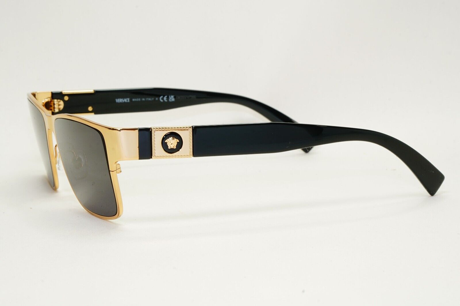 Versace Sunglasses Gold Black Glossy Square Medusa MOD VE 1274 1002 55mm