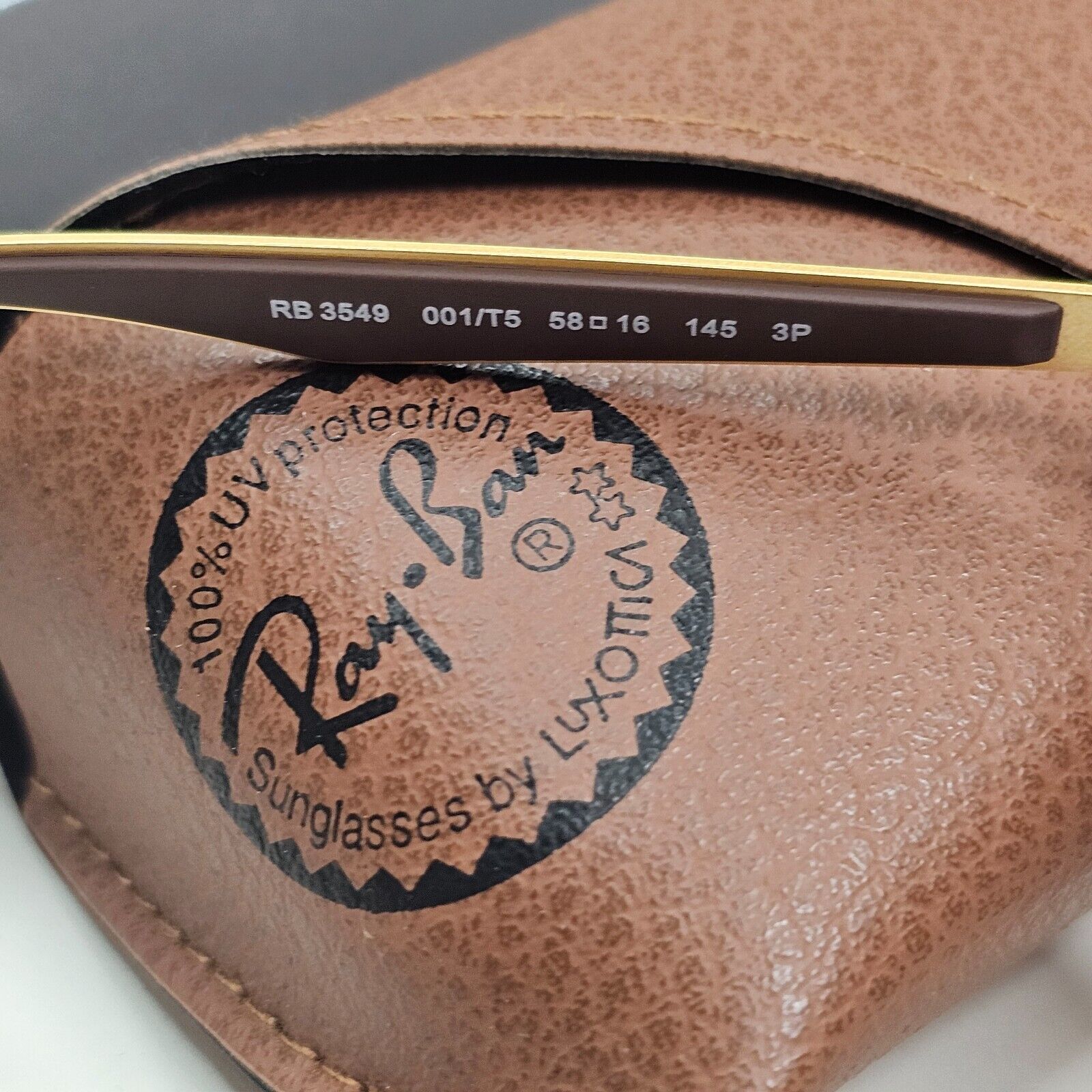 Ray-Ban Sunglasses Polarized Gold Brown Gradient Metal Pilot RB 3549 001/T5 58mm