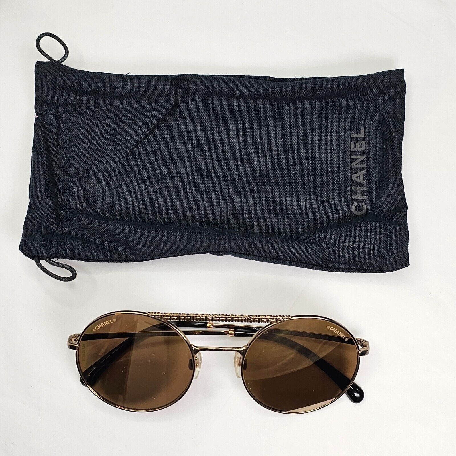 Chanel Sunglasses Bronze Gold Mirror Metal Round Brown 4232 c.470/T6 200324