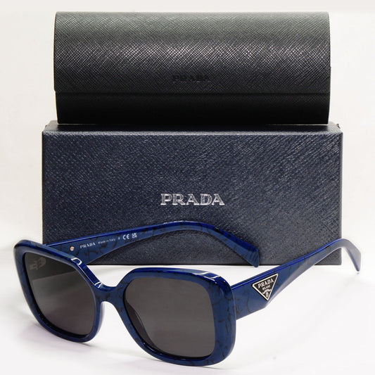 Prada Sunglasses Blue Black Triangle Symbole Marble PR10ZV VPR 10Z 18D-1O1 53mm