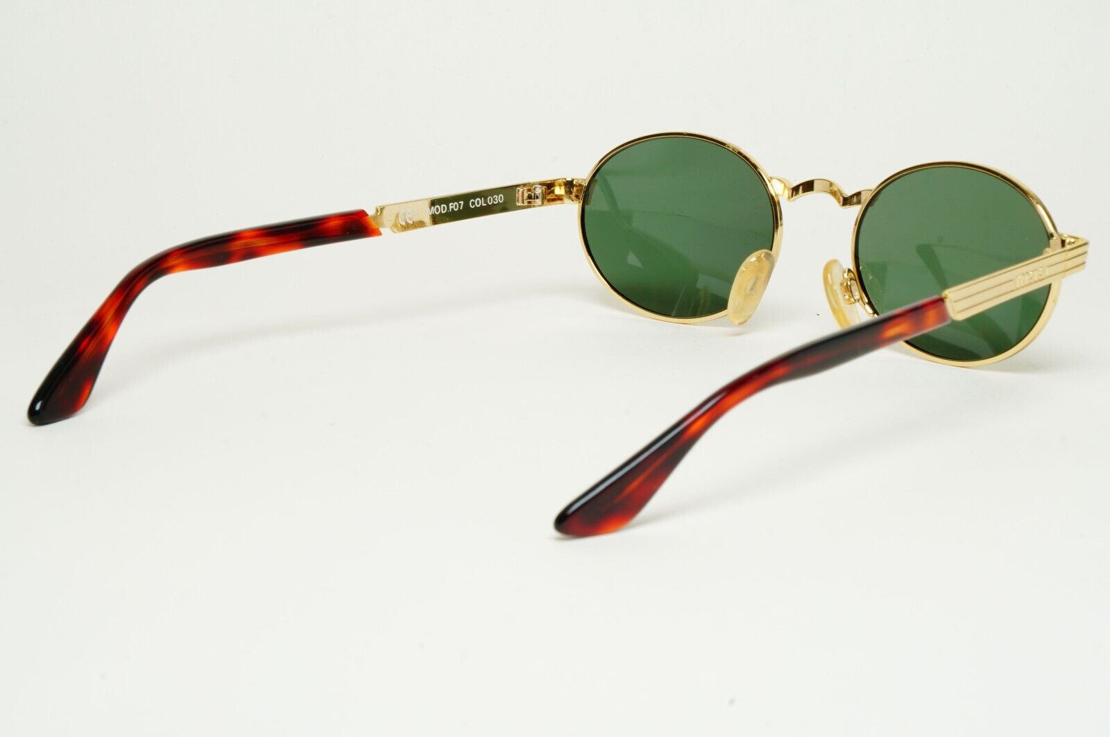 Versus Sunglasses 1996 by Gianni Versace Vintage Gold Green Oval MOD F07 COL 030