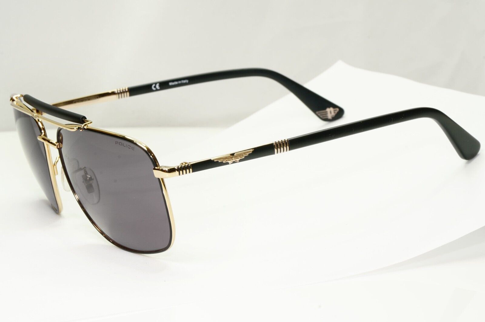 Police Black Gold Sunglasses Pilot Brow Bar Origins 44 SPL D43 COL 0302 61mm