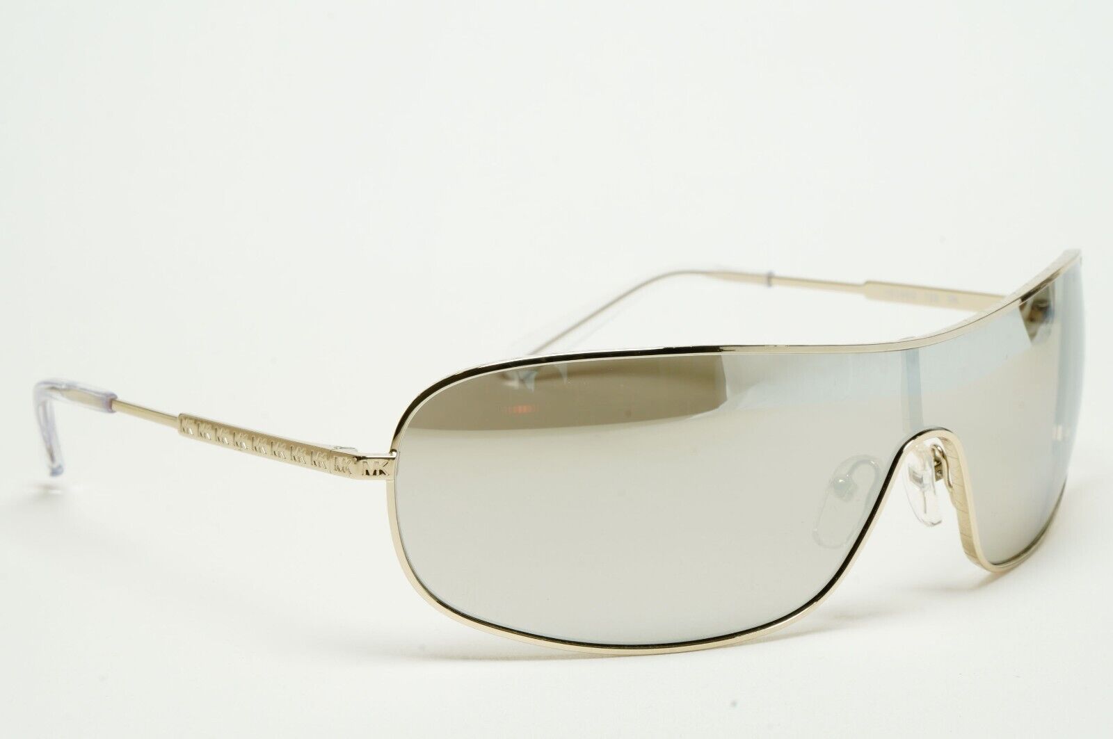 Michael Kors Sunglasses Light Gold Silver Mirror Shield Metal MK 1139 Aix 10146G