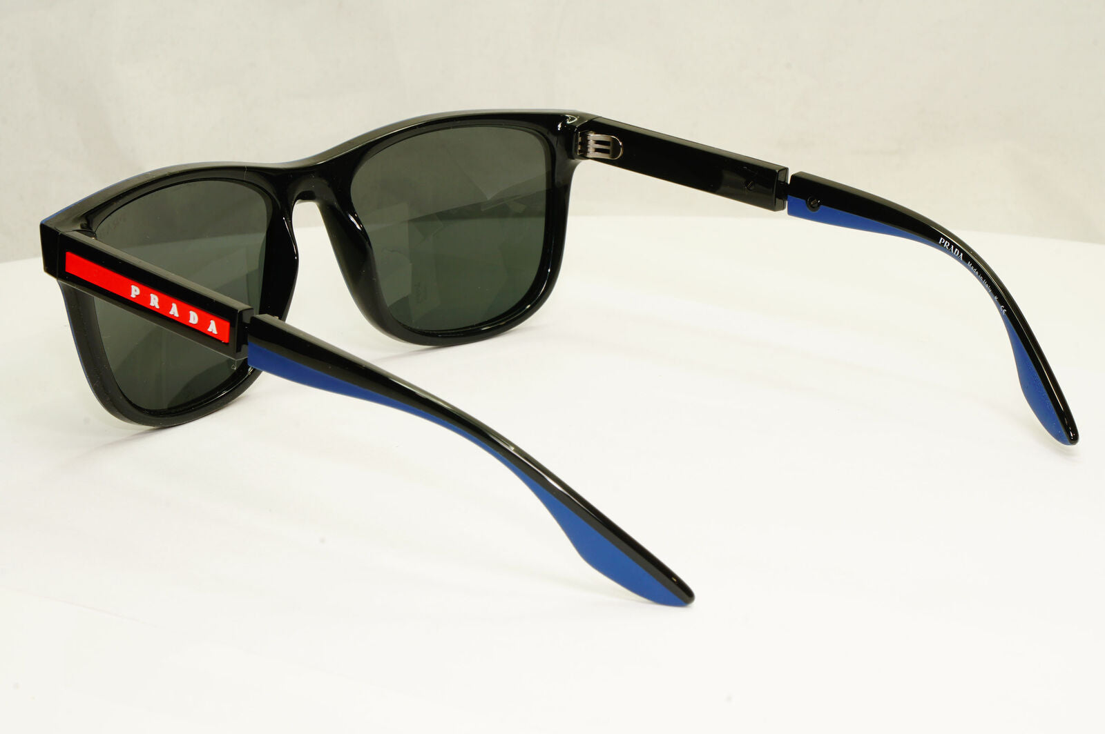 Prada Sunglasses Blue Black Square Red Stripe Mens SPS 04X 02S-06F PS04XS