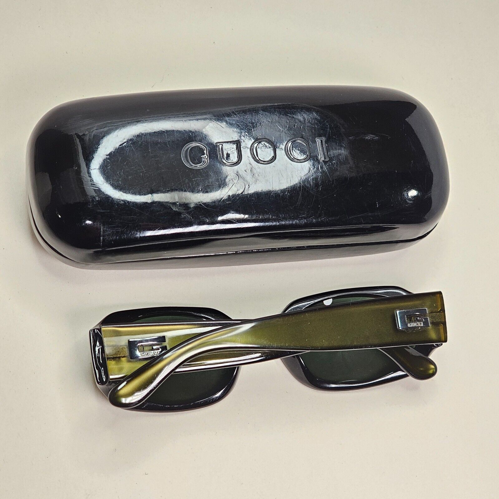 Gucci Sunglasses 1998 Vintage Green Dark Olive Square GG 2436/S 5YB 52mm 041124