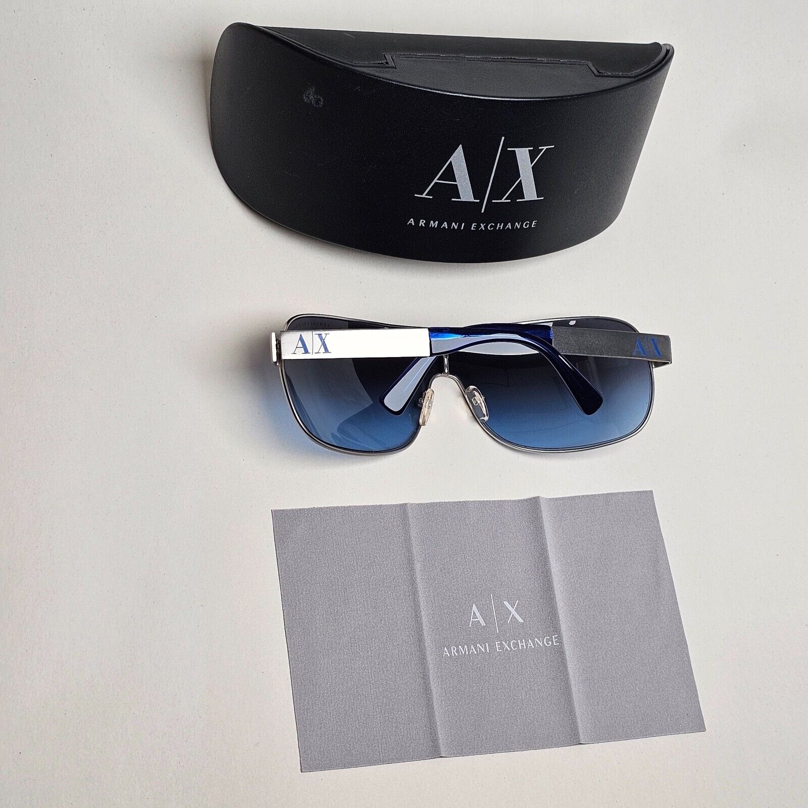 Armani Exchange Sunglasses 2015 Silver Blue Shield AX 2008 6020/4L [a] 221124