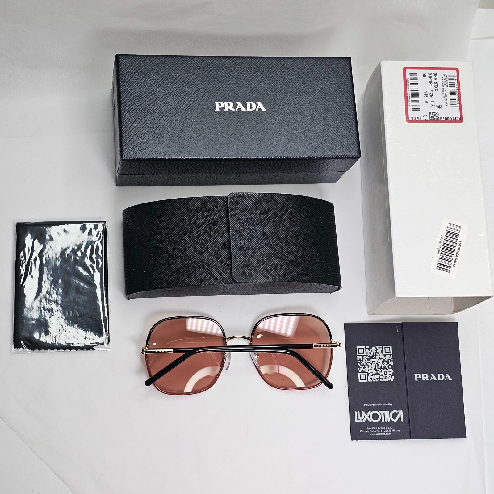 Prada Sunglasses Black Gold Brown Square PR67XS SPR 67X 01H-1P1 58mm
