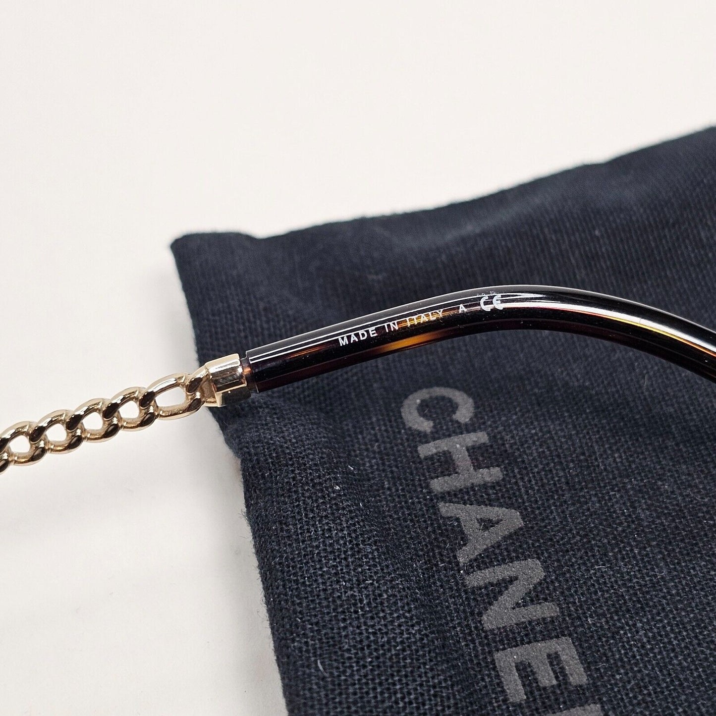 Chanel Sunglasses Chain Round Rimless Metal Gold Brown CH 4245 c.395/3
