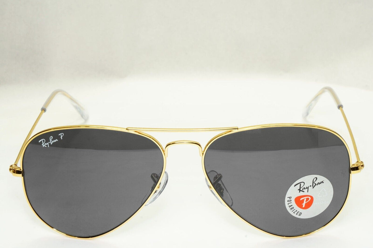 Ray-Ban Sunglasses Aviator Polarised Gold Black Metal Pilot RB 3025 9196/48 50mm