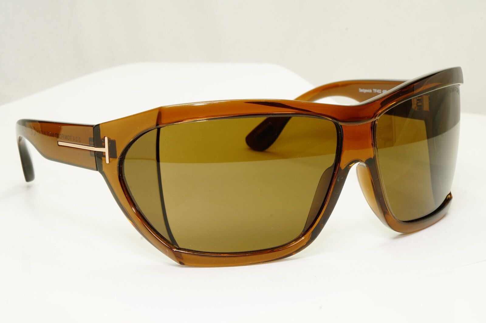 Tom Ford Sunglasses Sedgewick Brown Transparent Square Wrap FT0402 TF 402 48E