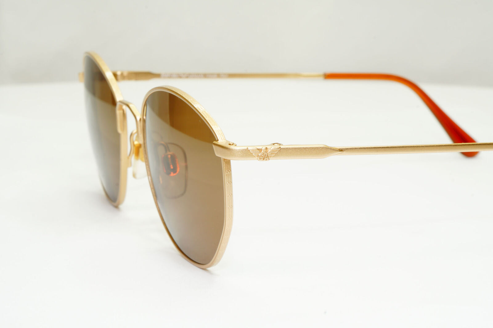Emporio Armani Sunglasses 1997 Vintage Gold Brown Metal Round 031 703 50mm B