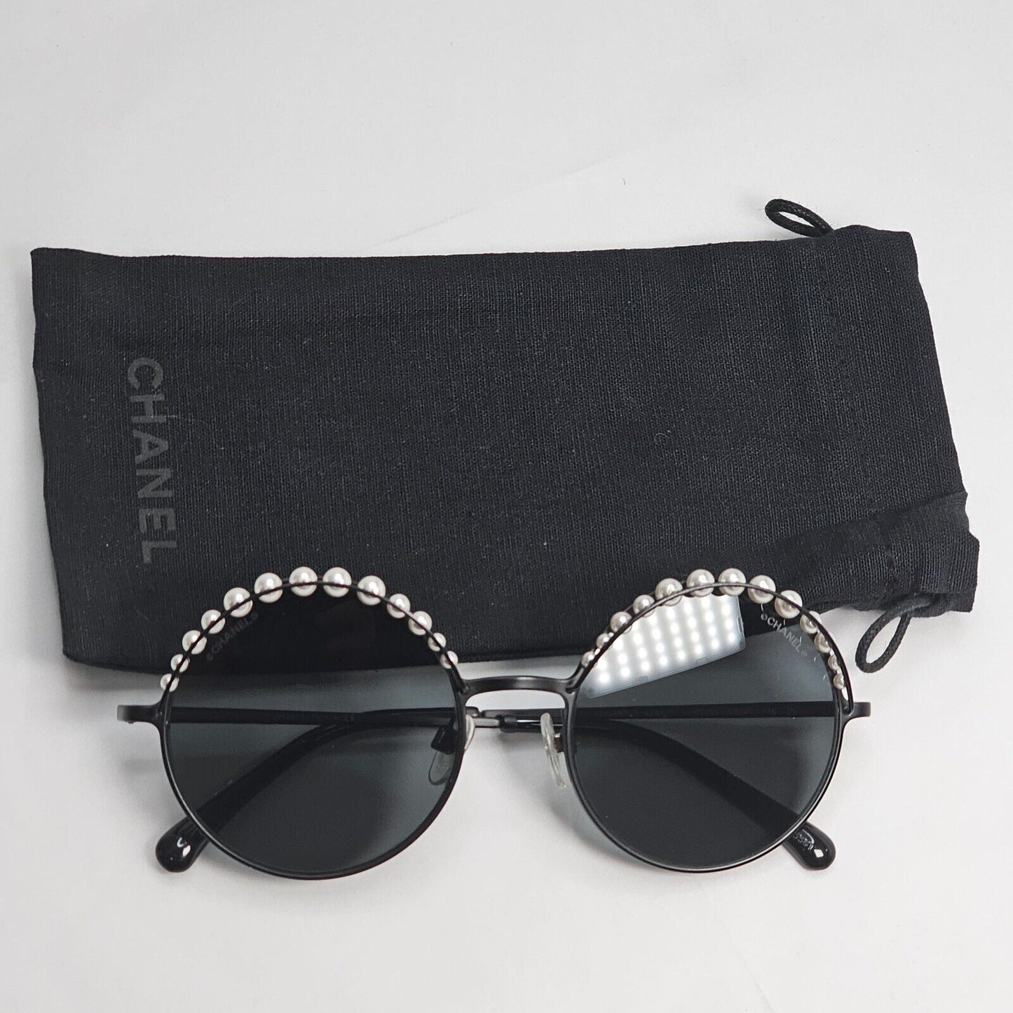 Chanel Sunglasses Pearl Black Round Metal Grey 4234-H C.101/S4 53mm