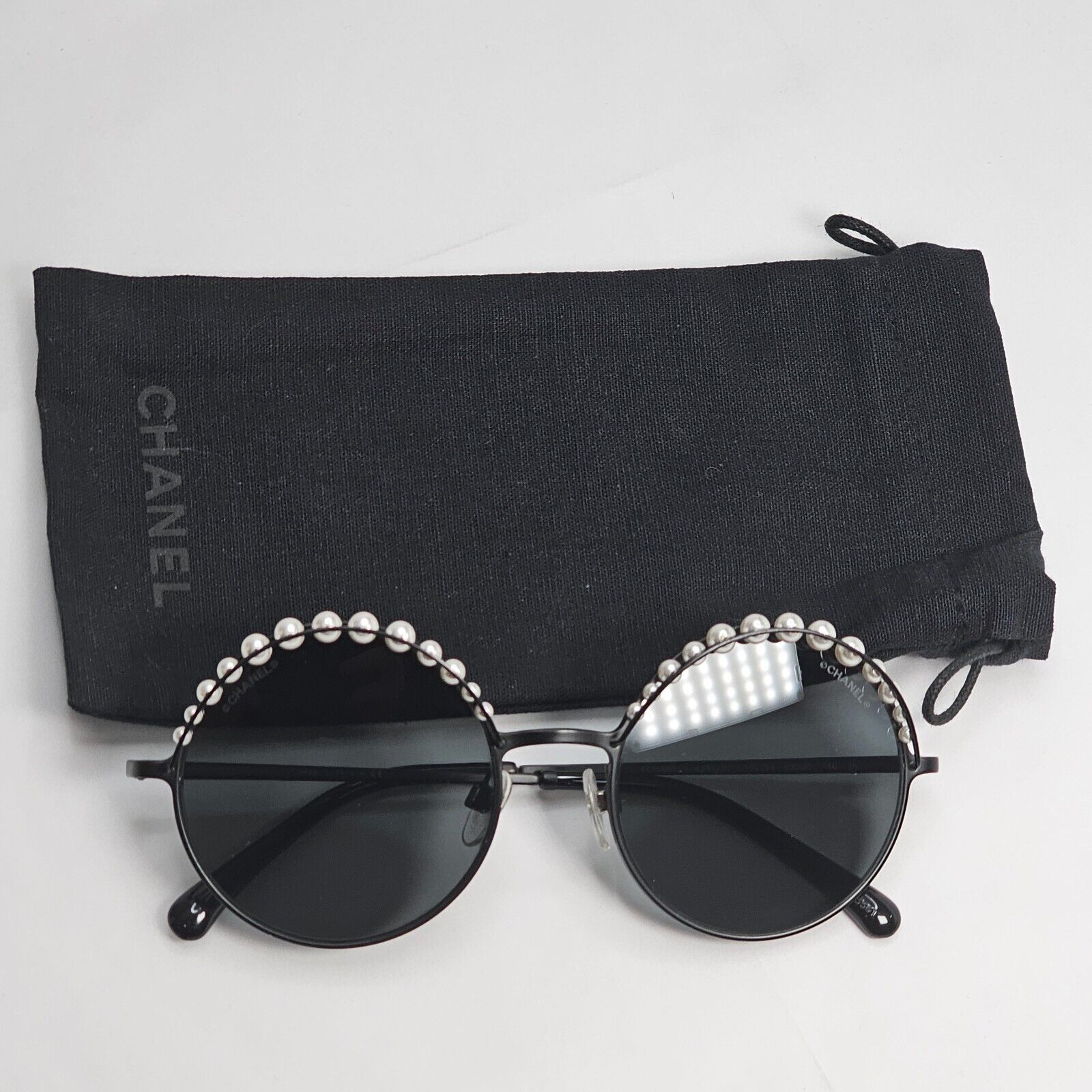 Chanel Sunglasses Pearl Black Round Metal Grey 4234-H C.101/S4 53mm