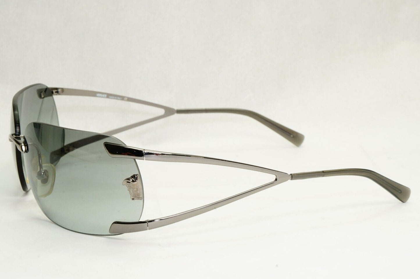 Versace Sunglasses 2004 Vintage Rimless Wrap Silver Grey MOD N86 89M/562 270324
