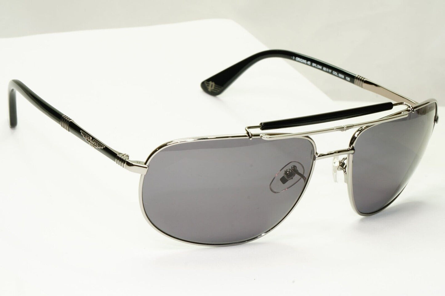 Police Silver Black Sunglasses Pilot Brow Bar Origins 45 SPL D44 COL 0508 62mm