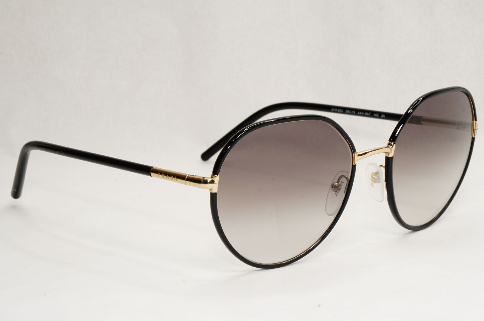 Prada Sunglasses Black Gold Grey Gradient Round PR65XS SPR 65X AAV-0A7 58mm