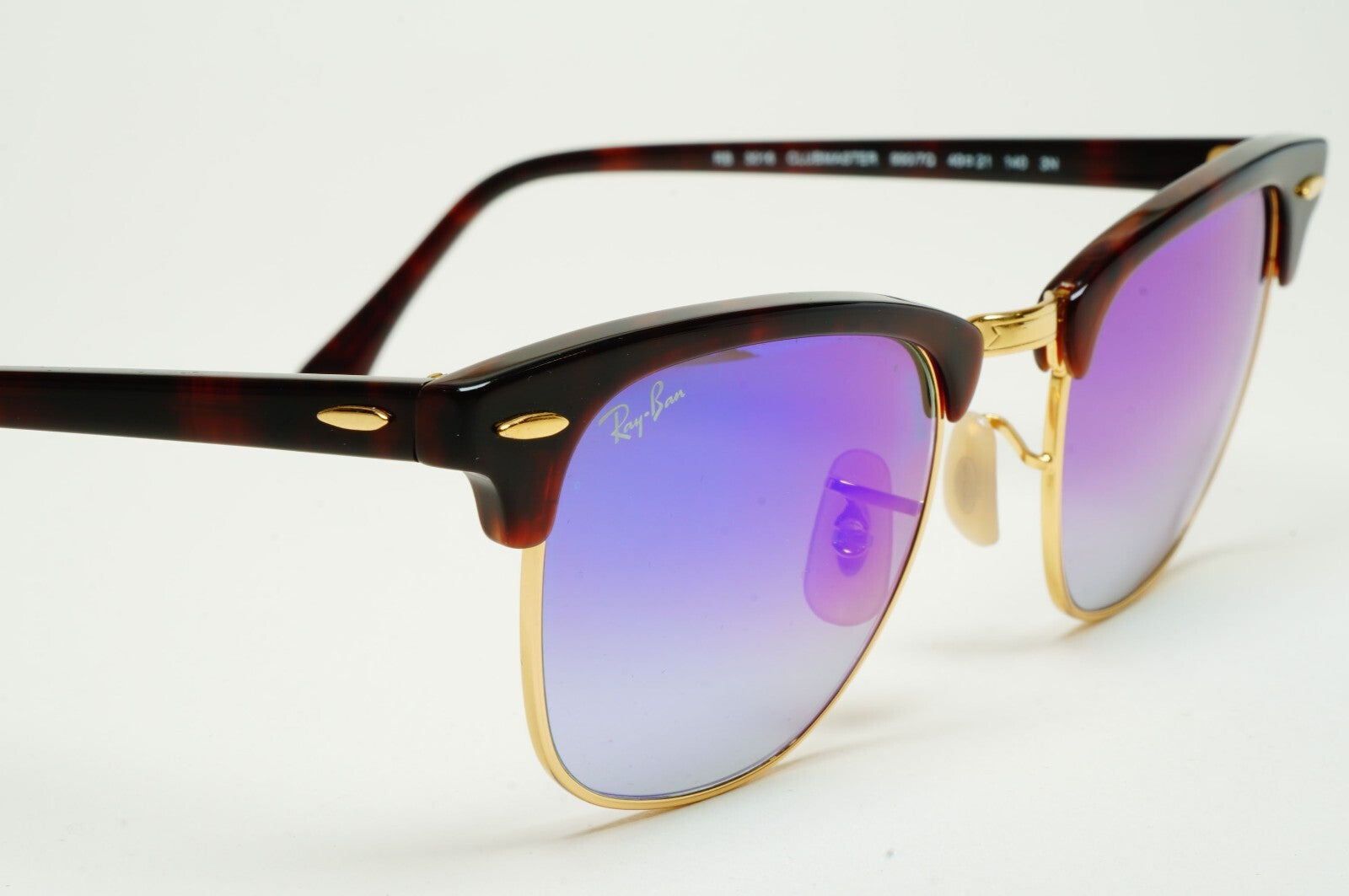 Ray-Ban Sunglasses Clubmaster Blue Mirror Brown Red Havana RB 3016 990/7Q 49mm