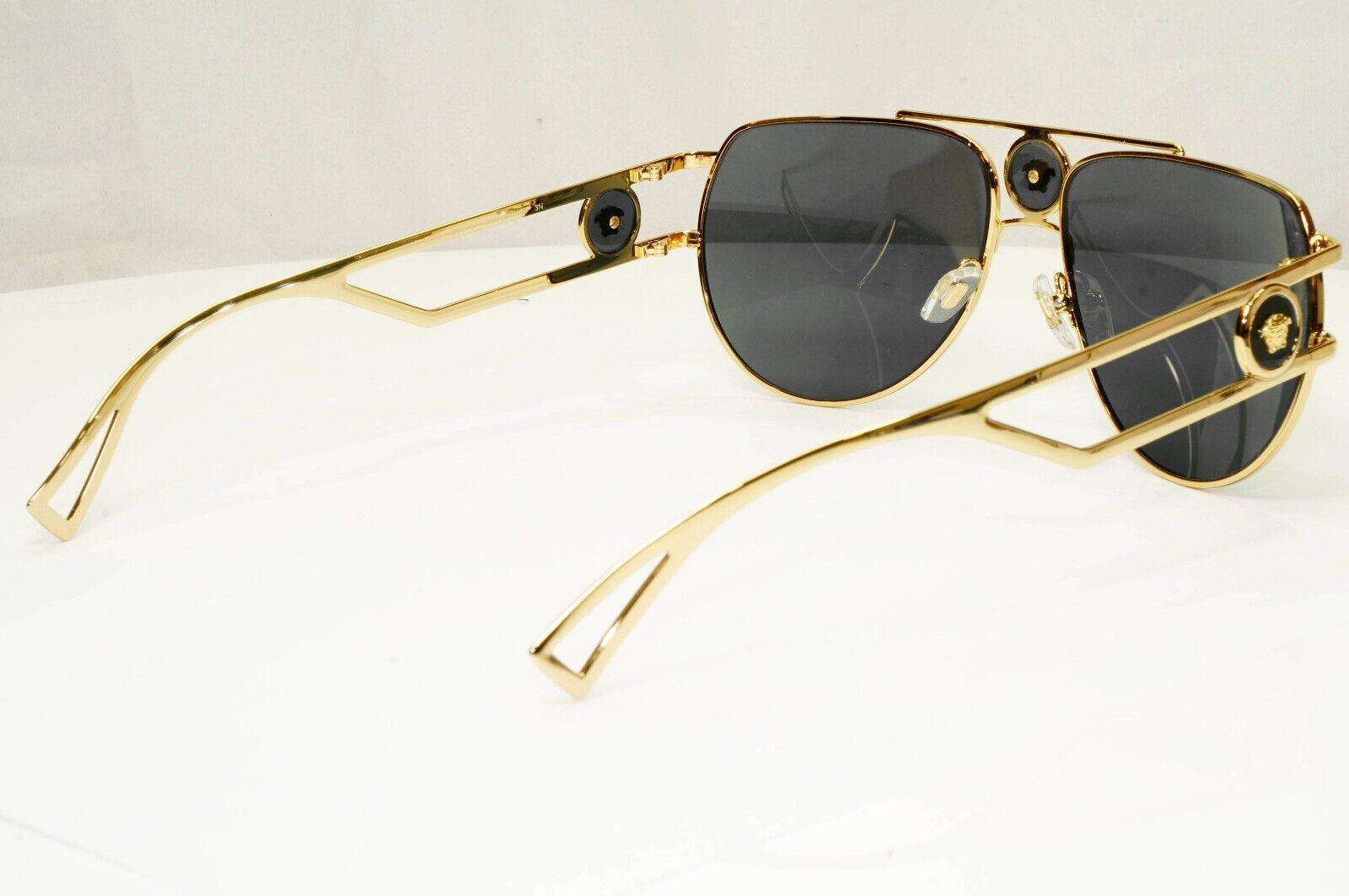 Versace Sunglasses Gold Grey Metal Medusa Pilot Navigator MOD VE 2225 1002/87