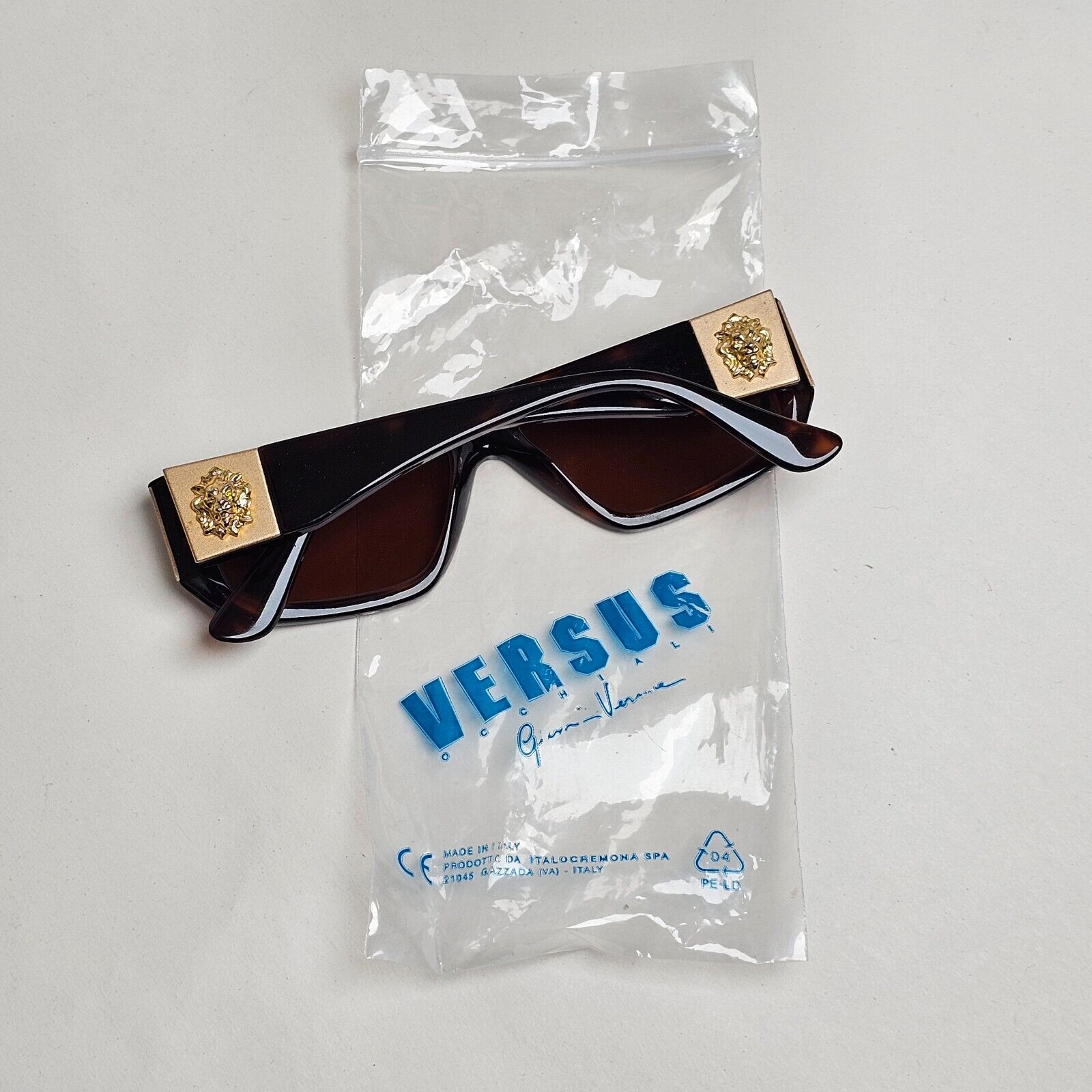 Versus Sunglasses 1996 by Gianni Versace Vintage Gold Lion Brown MOD E07 COL 649