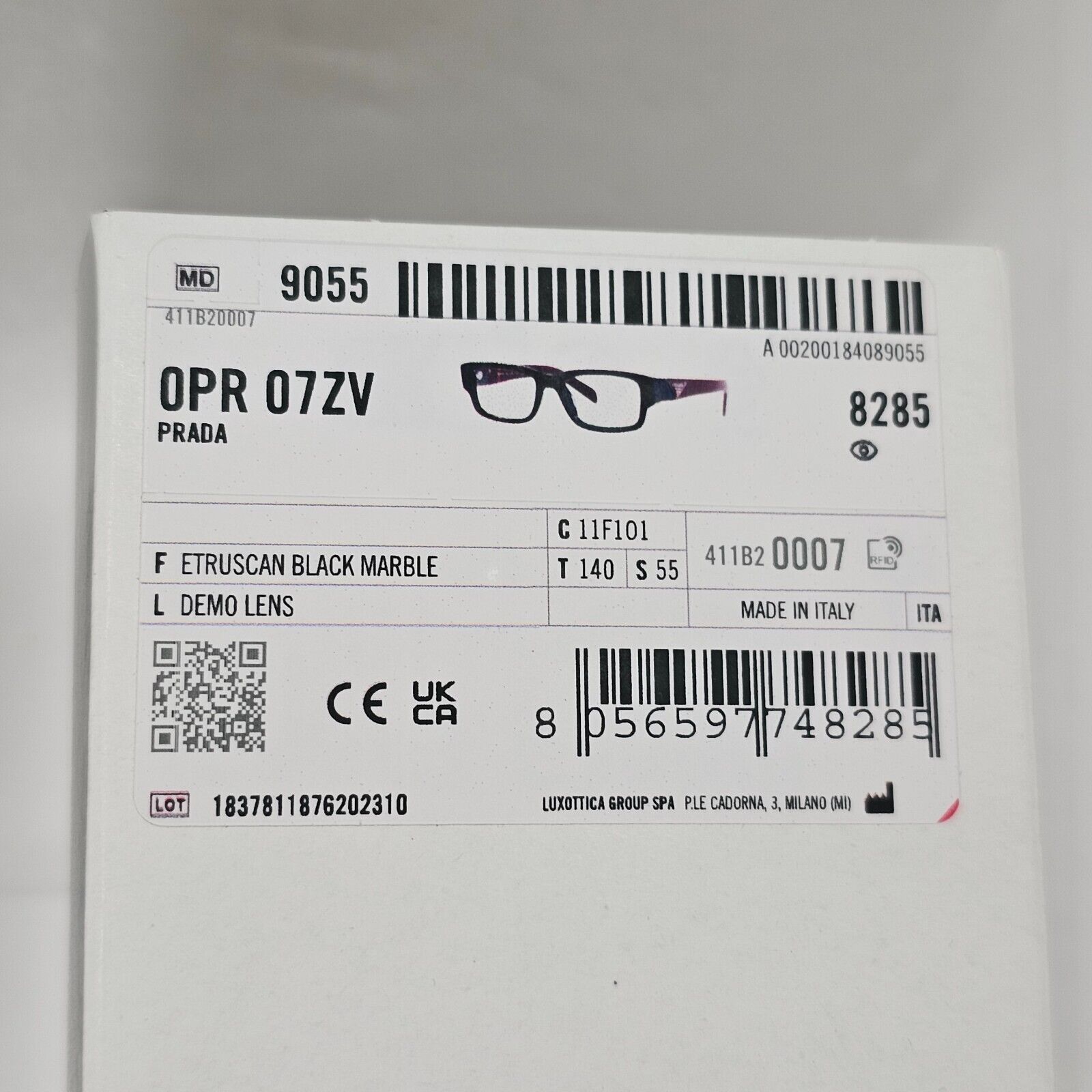 Prada Sunglasses Triangle Symbole Red Black Marble PR07ZV VPR 07Z 11F-1O1 55mm