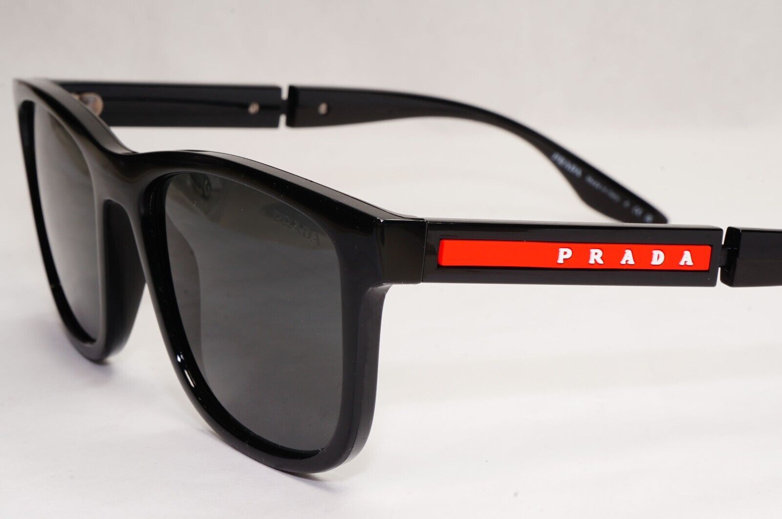 Prada Black Sunglasses Square Red Stripe Fashion PS04XS SPS 04X 1AB-5S0