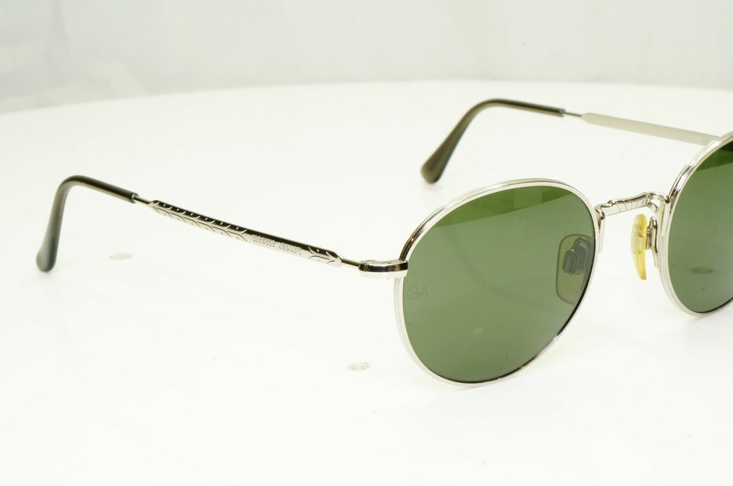 Giorgio Armani 1997 Vintage Sunglasses Silver Round Metal Glass Lens 652 707