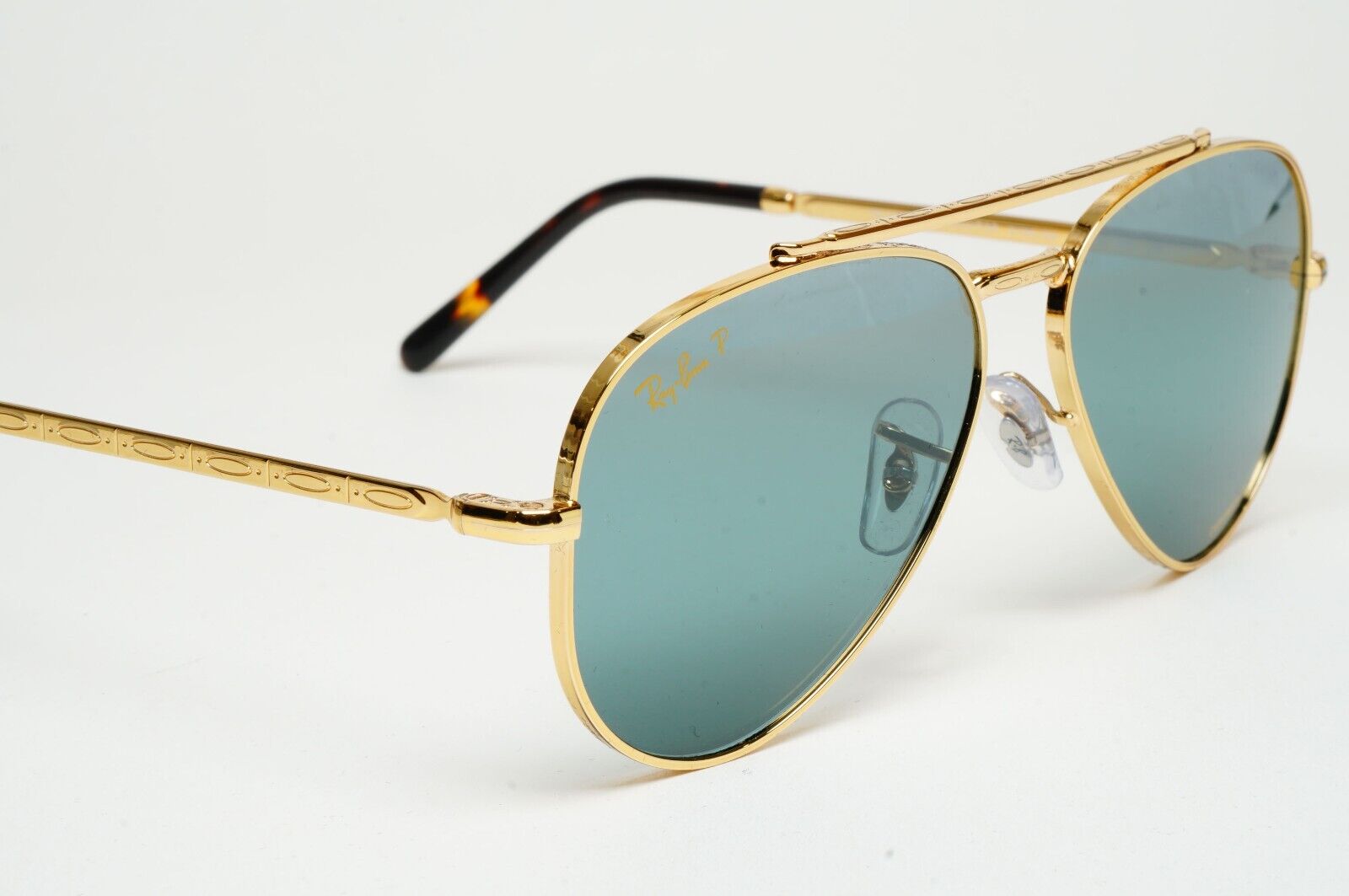 Ray-Ban Sunglasses Polarized New Aviator Gold Blue Green RB 3625 9196/G6 55mm