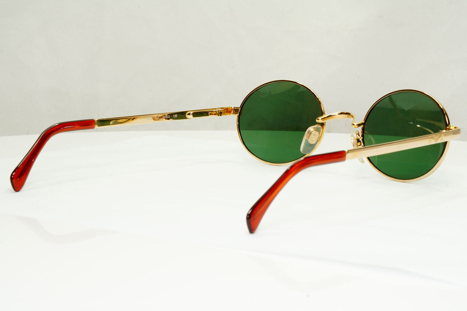 Emporio Armani Sunglasses 1997 Vintage Gold Green Metal Oval 076 743 48mm B