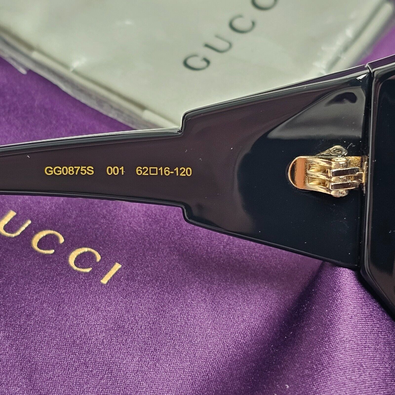 Gucci Sunglasses 2021 Oversized Black Grey Gold Large Square GG0875S 001 070125