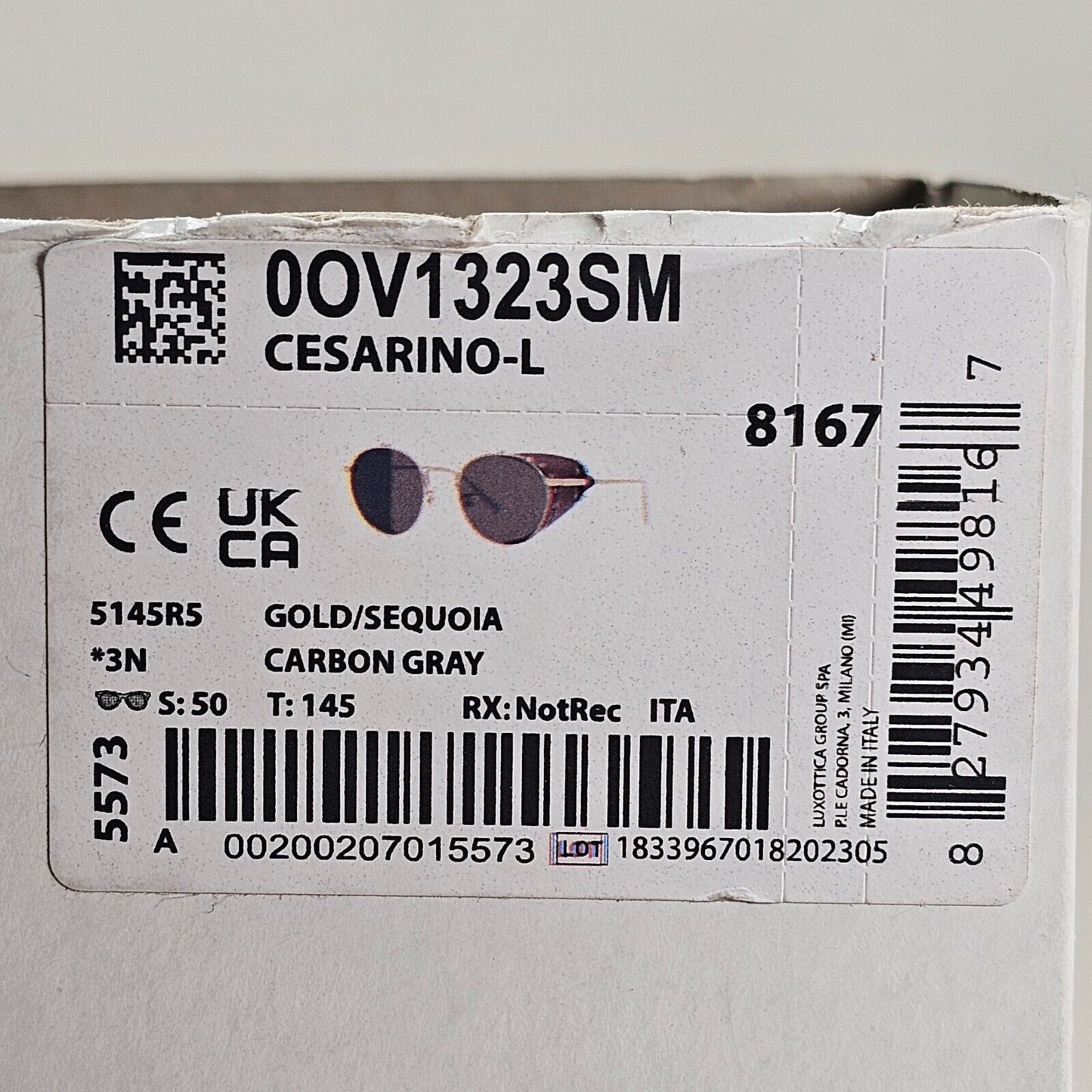 Oliver Peoples Sunglasses Cesarino-L Gold Grey Side Shields OV 1323S  5145/R5
