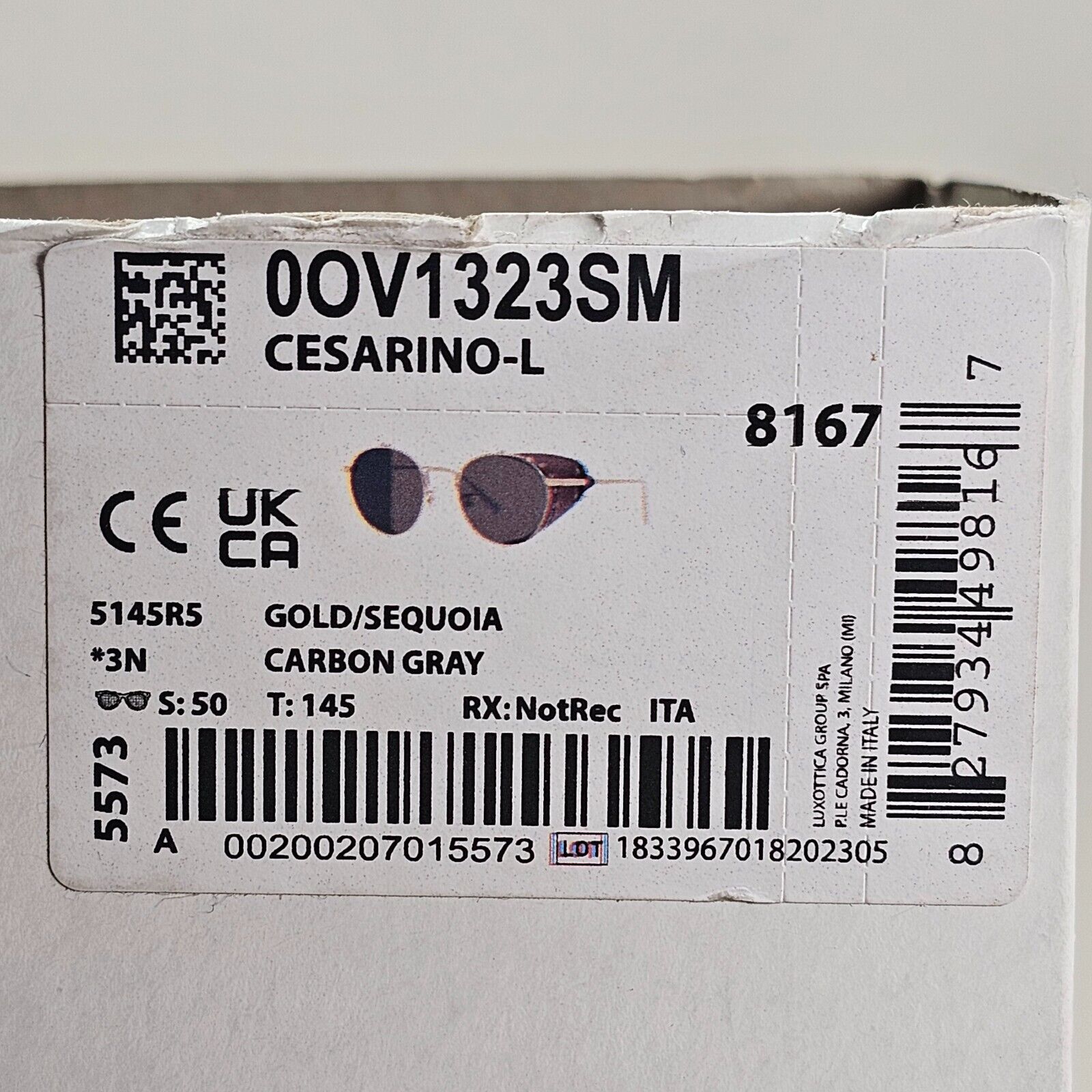 Oliver Peoples Sunglasses Cesarino-L Gold Grey Side Shields OV 1323S  5145/R5