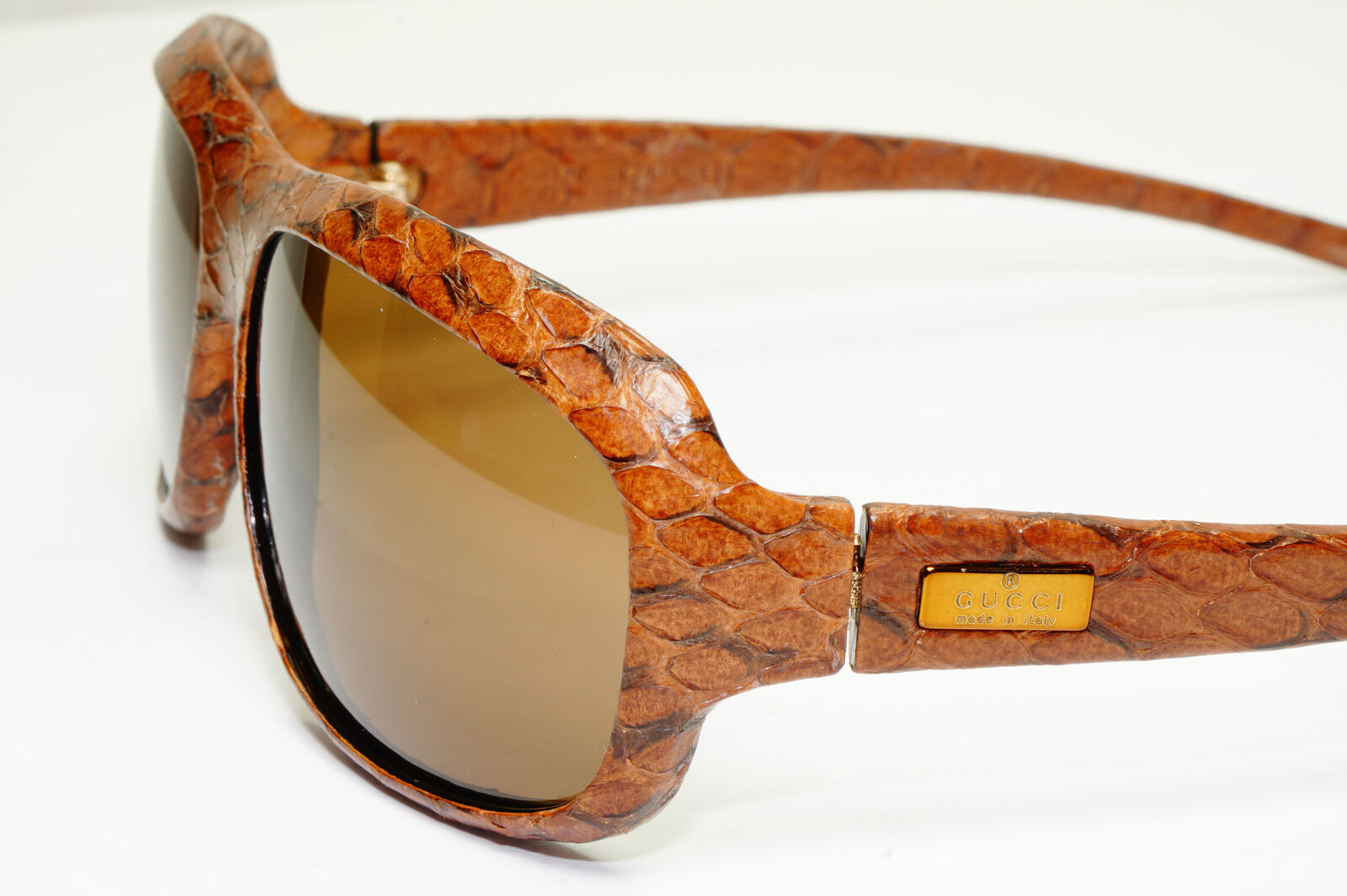 Gucci Snake Leather Sunglasses 1998 Vintage Brown Exotic GG 1449/S 3H2 290323