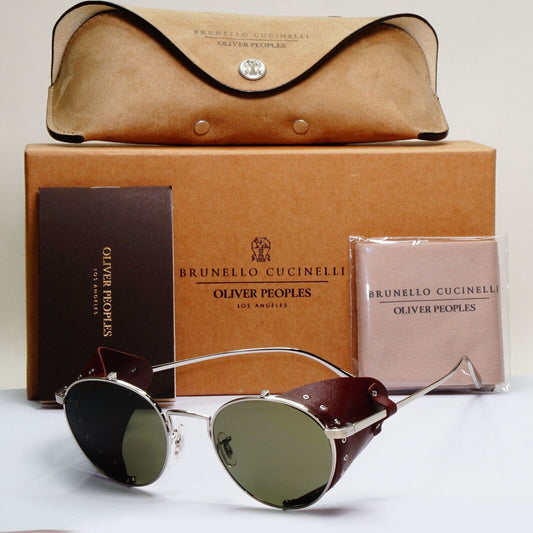 Oliver Peoples Sunglasses Cesarino-L Silver Green Side Shields OV 1323S 5254/52