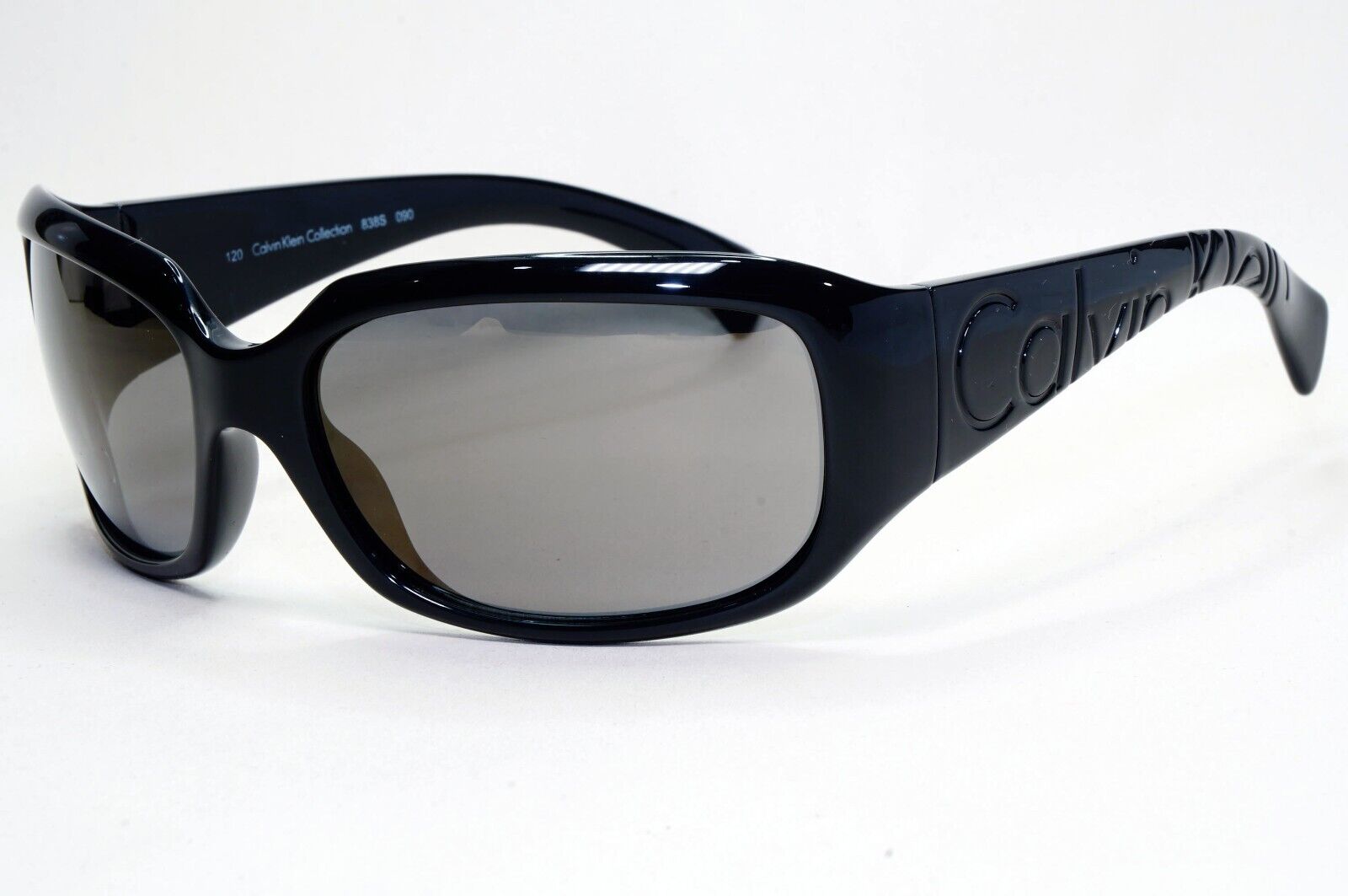 Calvin Klein Sunglasses 2005 Vintage Black Grey Wrap Retro 838S 090 121124