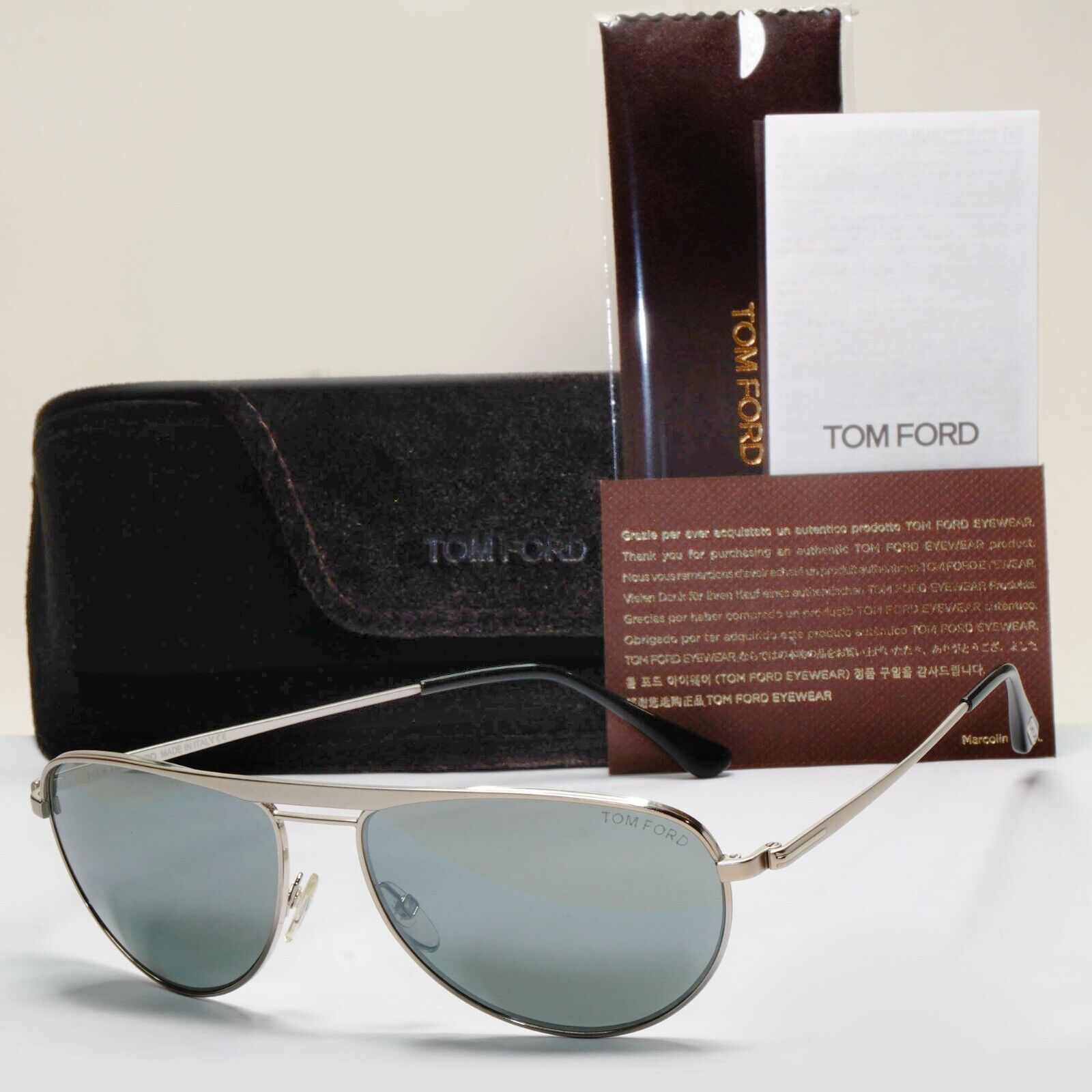 Tom Ford Sunglasses William Matte Paladium Silver Mirror Pilot FT0207 TF 207 17C