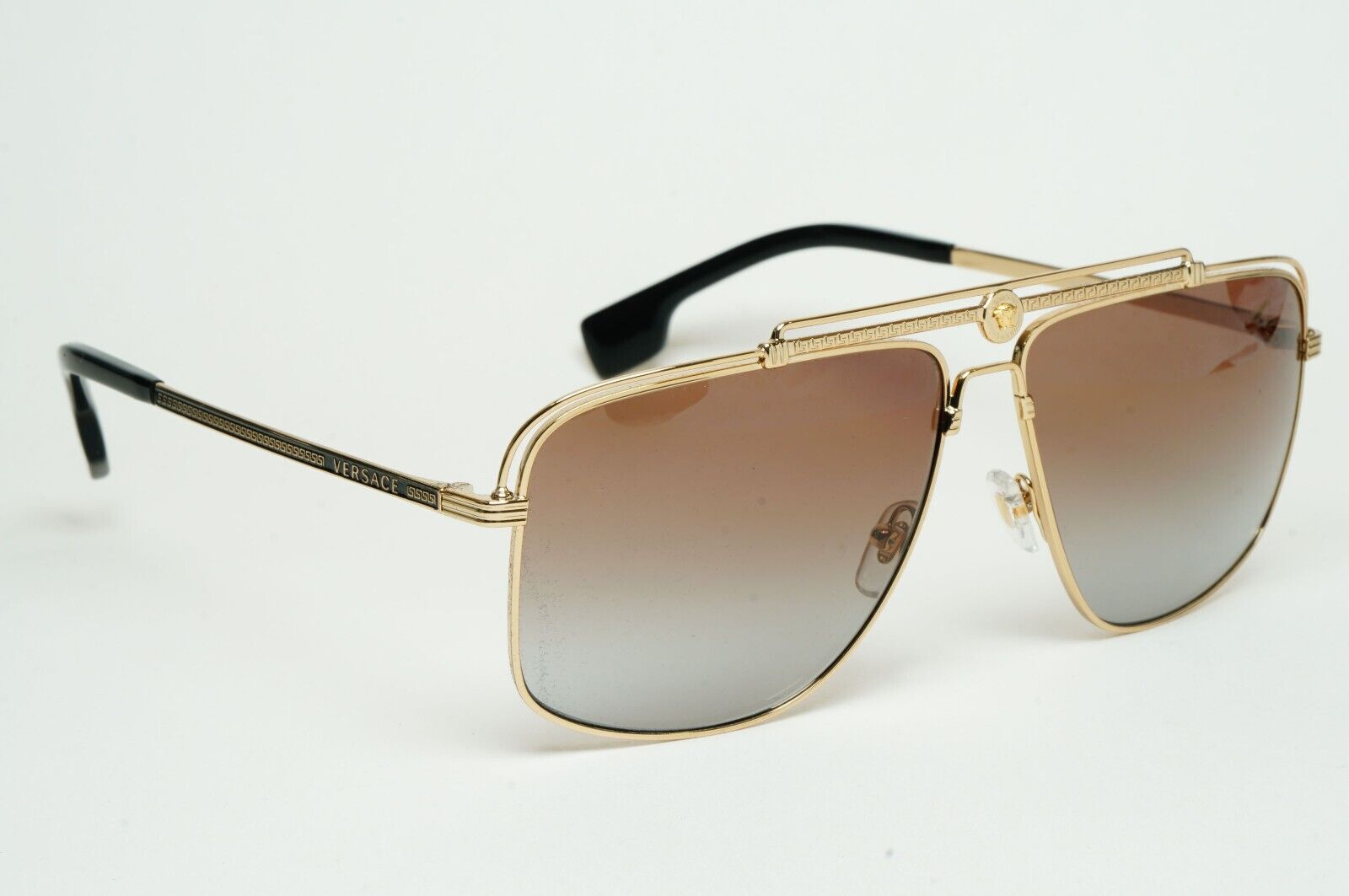 Versace Sunglasses Gold Brown Grey Navigator Pilot MOD VE 2242 1002/89 61mm