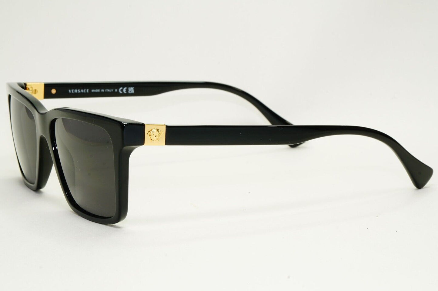Versace Sunglasses Black Square Glossy Gold Medusa MOD VE 3328 GB1 54mm
