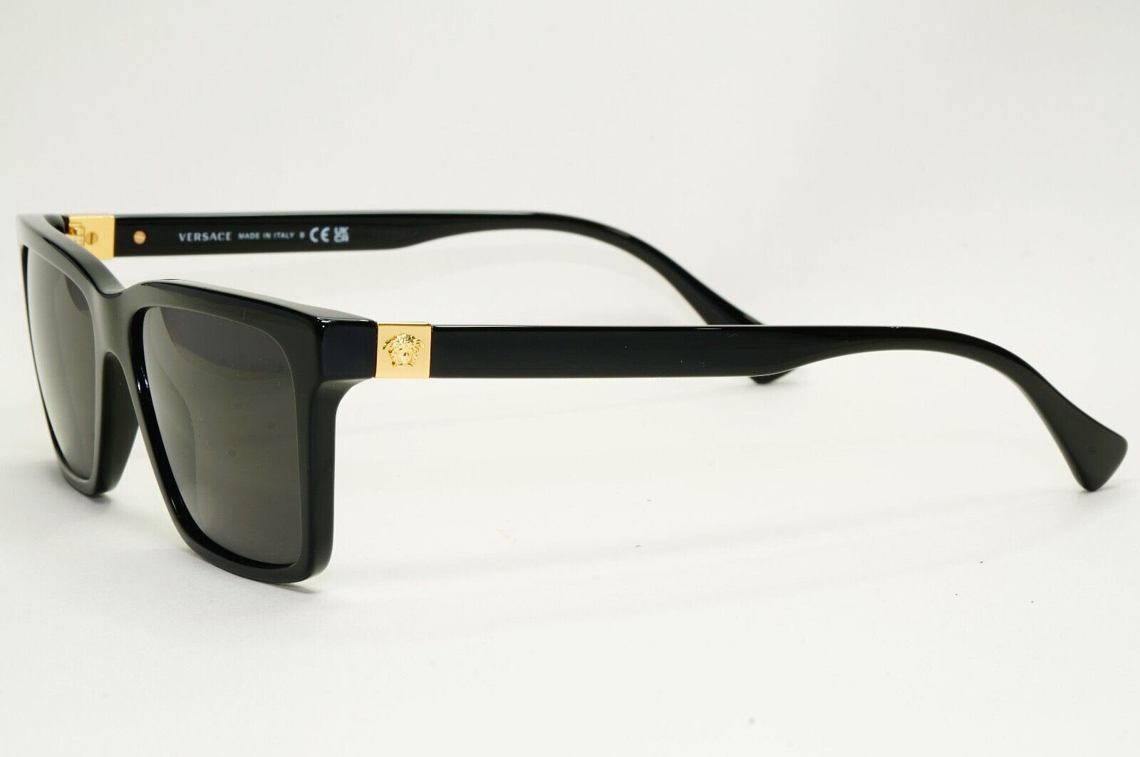 Versace Sunglasses Black Square Glossy Gold Medusa MOD VE 3328 GB1 54mm