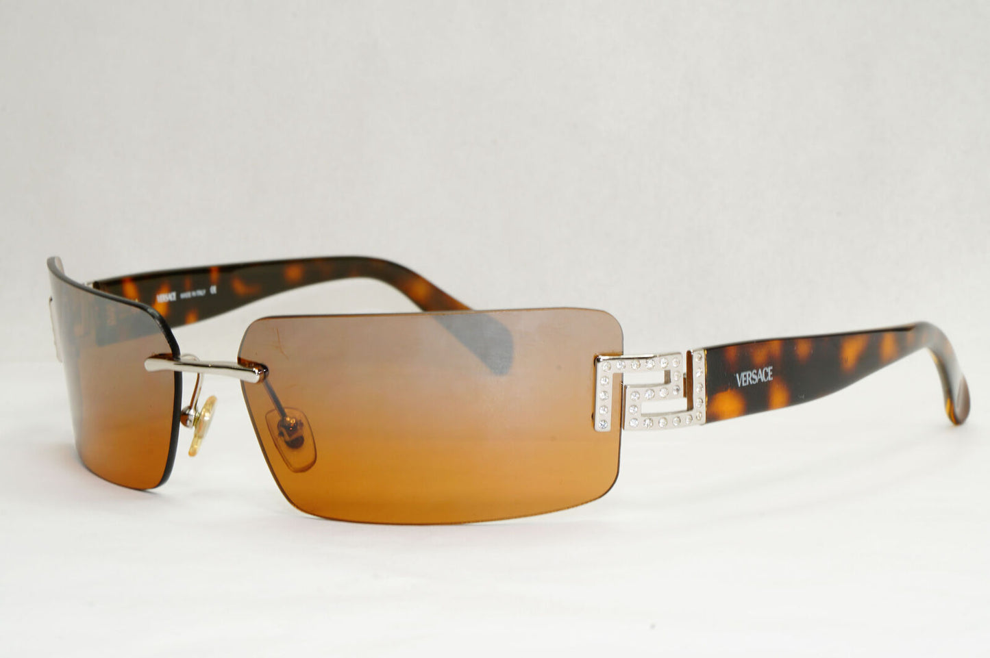 Versace Sunglasses 2004 Vintage Rimless Brown Wrap MOD 2010-B 1000/6U 070224