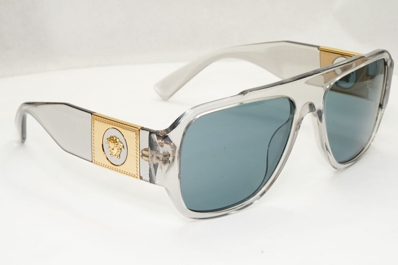 Versace Sunglasses Transparent Grey Gold Square Medusa Biggie MOD 4436-U 5305/80