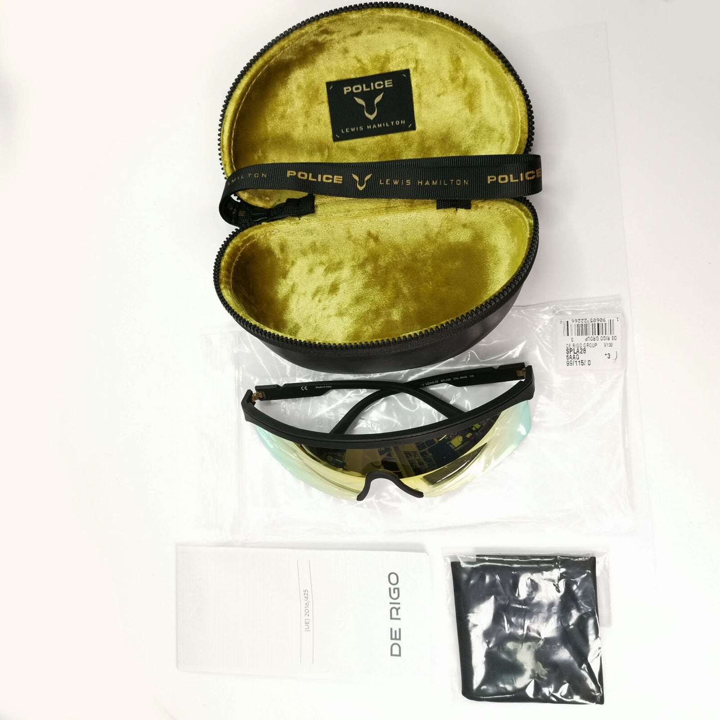 Police Lewis Hamilton F1 Sunglasses Gold Yellow Mirror Shield SPL A28 COL 6AAG